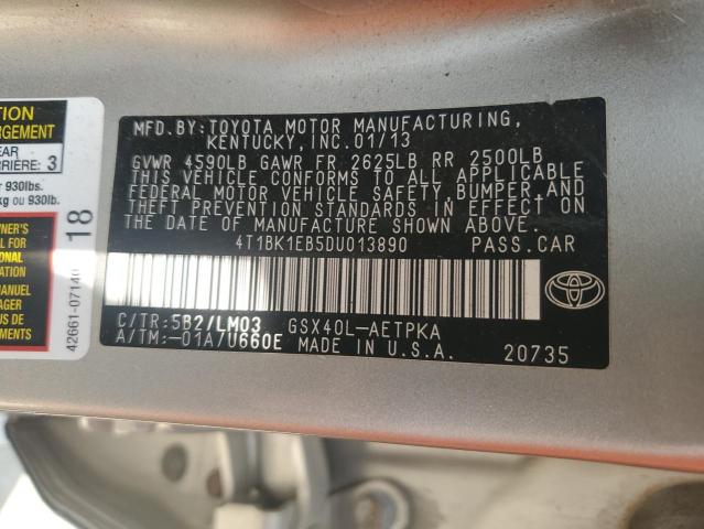 4T1BK1EB5DU013890 - 2013 TOYOTA AVALON BASE Qızıl foto 12