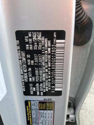 5XYZUDLB8DG012803 - 2013 HYUNDAI SANTA FE S 银色 照片 13