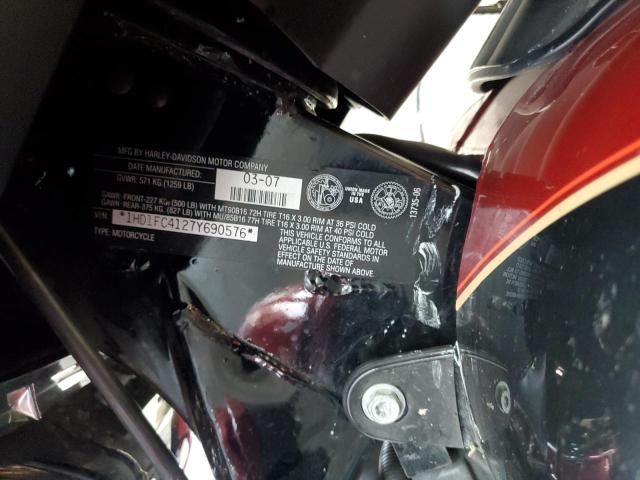 1HD1FC4127Y690576 - 2007 HARLEY-DAVIDSON FLHTCUI წითელი ფოტო 10