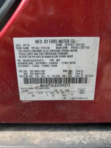 MAJ6P1ULXJC244275 - 2018 FORD ECOSPORT SE წითელი ფოტო 13