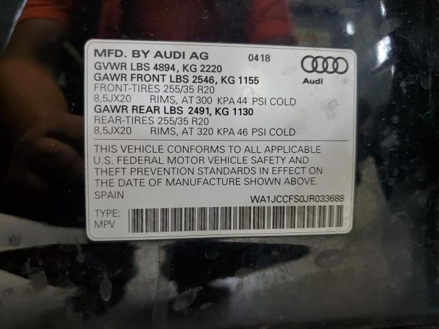 WA1JCCFS0JR033688 - 2018 AUDI Q3 PREMIUM PLUS أسود صورة 13