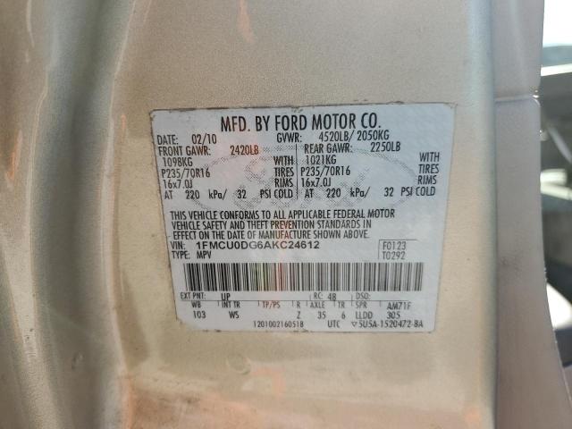 1FMCU0DG6AKC24612 - 2010 FORD ESCAPE XLT TAN photo 13