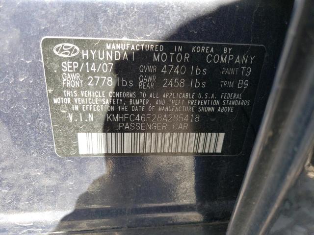 KMHFC46F28A285418 - 2008 HYUNDAI AZERA SE BLUE photo 12