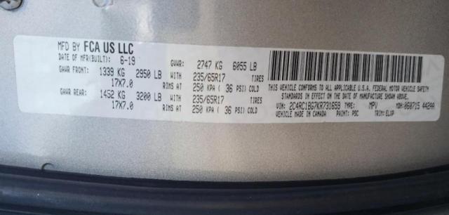 2C4RC1BG7KR731659 - 2019 CHRYSLER PACIFICA TOURING L Gümüş foto 13