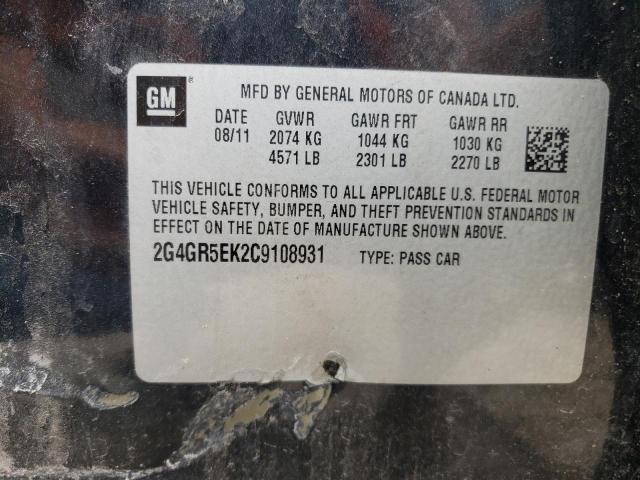 2G4GR5EK2C9108931 - 2012 BUICK REGAL 黑色 照片 12