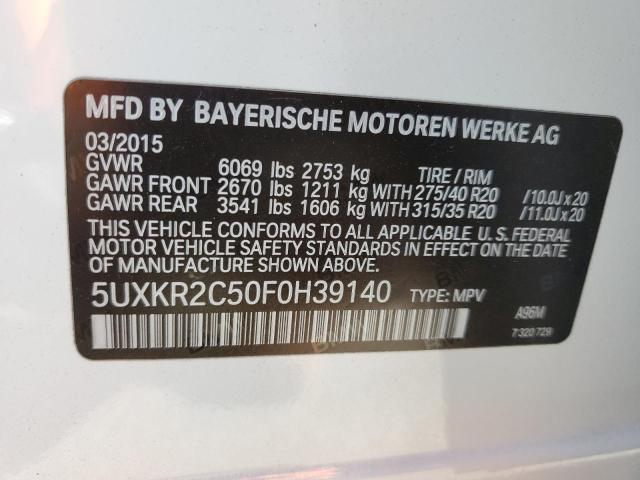5UXKR2C50F0H39140 - 2015 BMW X5 SDRIVE35I WHITE photo 13