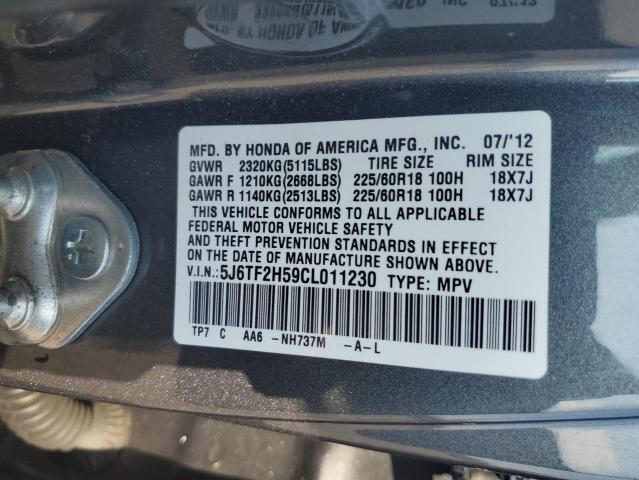 5J6TF2H59CL011230 - 2012 HONDA CROSSTOUR EXL GRAY photo 13