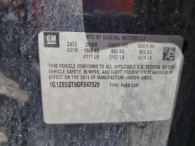 1G1ZE5ST9GF247529 - 2016 CHEVROLET MALIBU LT BLACK photo 12