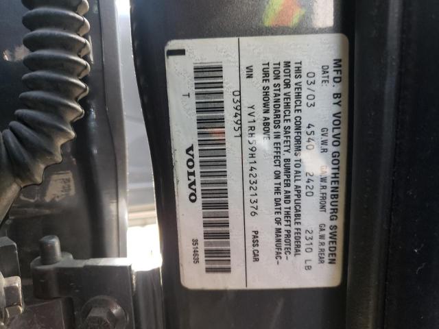 YV1RH59H142321376 - 2004 VOLVO S60 2.5T GRAY photo 12