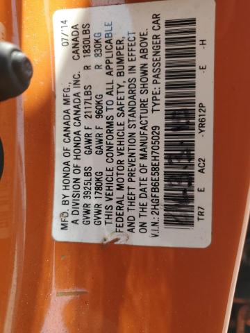 2HGFB6E58EH705029 - 2014 HONDA CIVIC SI ORANGE photo 12