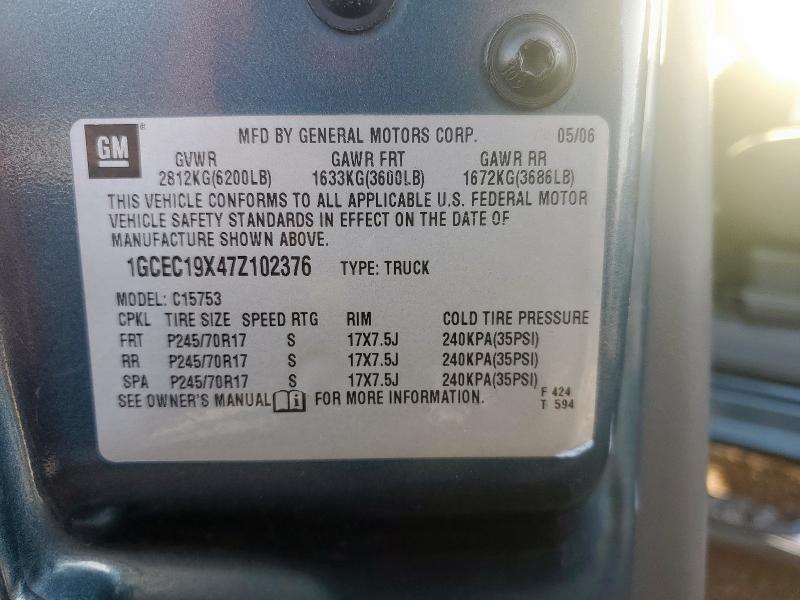 1GCEC19X47Z102376 - 2007 CHEVROLET SILVERADO C1500 CLASSIC Mavi foto 12