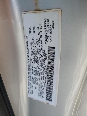 5TESN92N14Z360276 - 2004 TOYOTA TACOMA XTRACAB PRERUNNER ვერცხლისფერი ფოტო 12