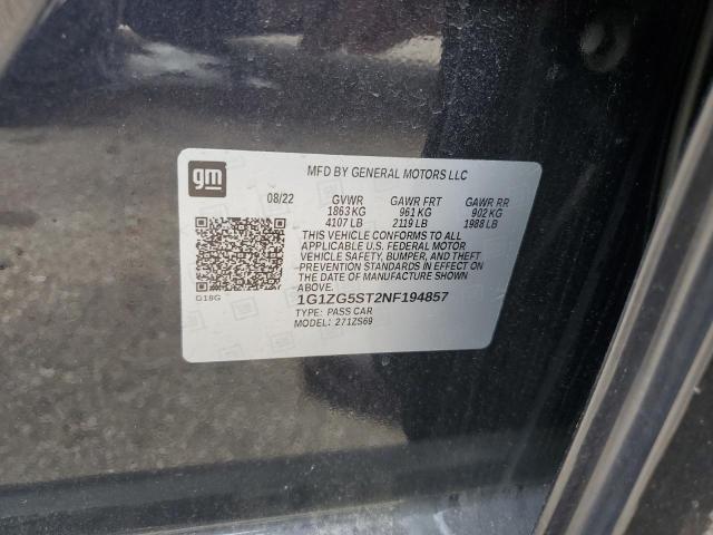 1G1ZG5ST2NF194857 - 2022 CHEVROLET MALIBU RS 黑色 照片 13