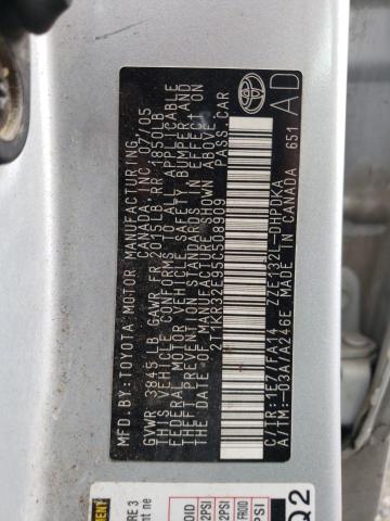 2T1KR32E95C508909 - 2005 TOYOTA MATRIX AUT XR SILVER photo 12