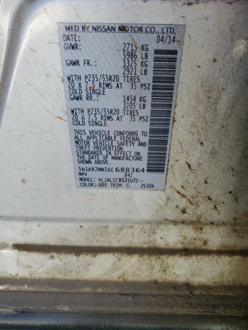 5N1AR2MN5EC688364 - 2014 NISSAN PATHFINDER S 银色 照片 13