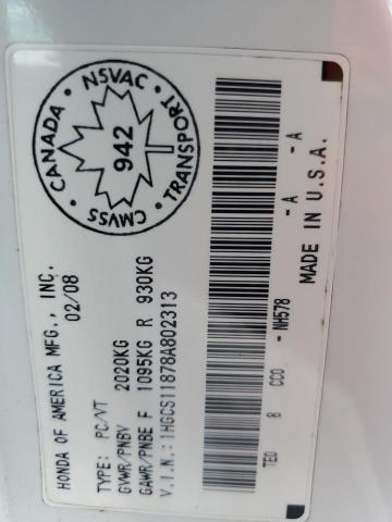 1HGCS11878A802313 - 2008 HONDA ACCORD EXL WHITE photo 13