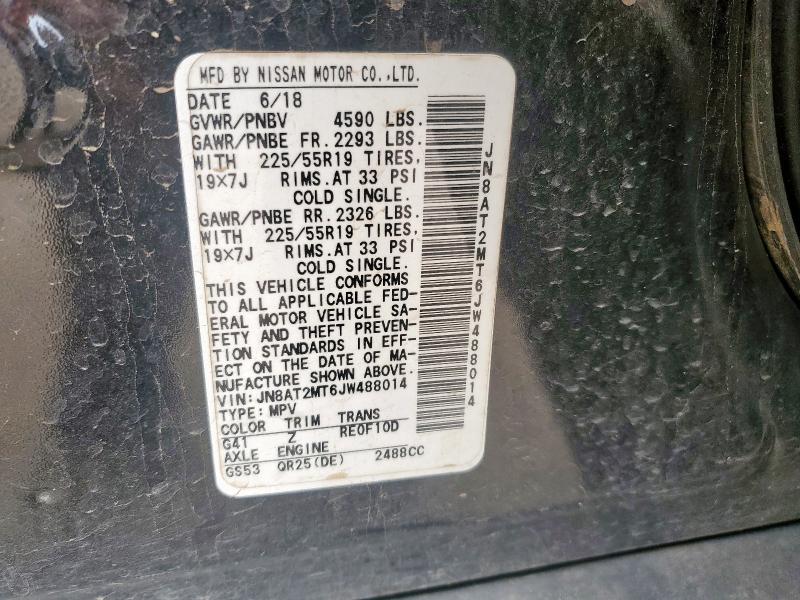 JN8AT2MT6JW488014 - 2018 NISSAN ROGUE S შავი ფოტო 13