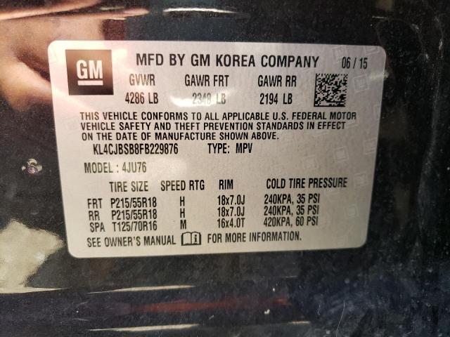 KL4CJBSB8FB229876 - 2015 BUICK ENCORE CONVENIENCE შავი ფოტო 13