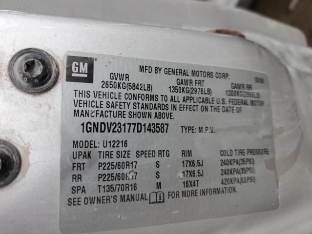 1GNDV23177D143587 - 2007 CHEVROLET UPLANDER LS 银色 照片 14