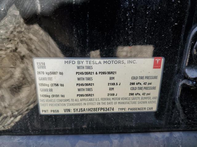 5YJSA1H28EFP63474 - 2014 TESLA MODEL S Սև լուսանկար 12