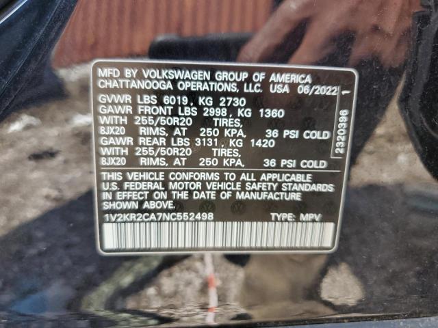 1V2KR2CA7NC552498 - 2022 VOLKSWAGEN ATLAS SE Bleu photo 13