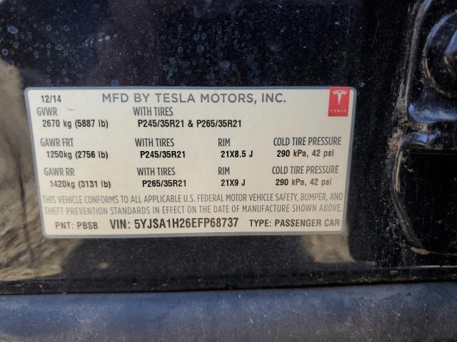 5YJSA1H26EFP68737 - 2014 TESLA MODEL S Սև լուսանկար 13