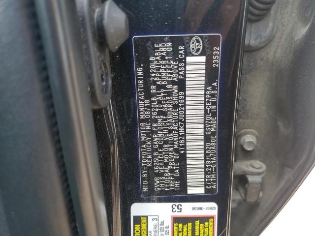 4T1BZ1HK7JU021699 - 2018 TOYOTA CAMRY XSE BLACK photo 12