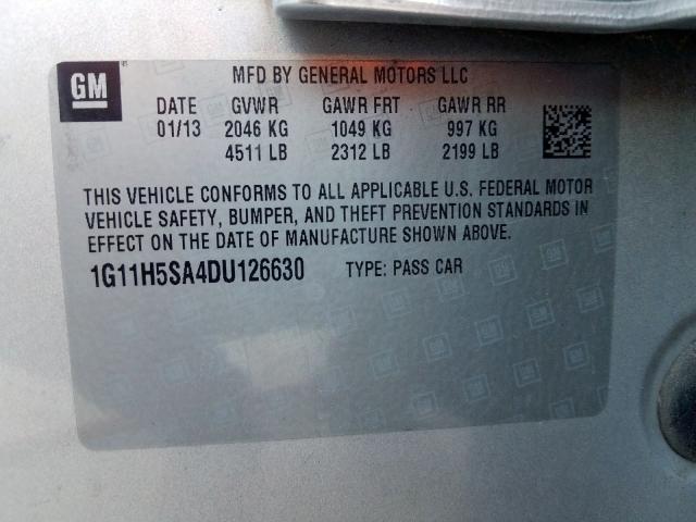 1G11H5SA4DU126630 - 2013 CHEVROLET MALIBU LTZ  照片 10