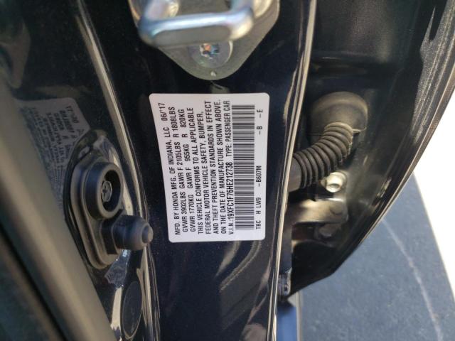 19XFC1F76HE212738 - 2017 HONDA CIVIC EXL ნაცრისფერი ფოტო 12