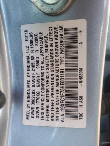19XFC1F75HE001191 - 2017 HONDA CIVIC EXL SILVER photo 12