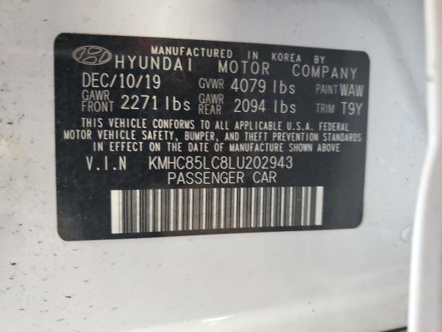 KMHC85LC8LU202943 - 2020 HYUNDAI IONIQ SEL WHITE photo 13