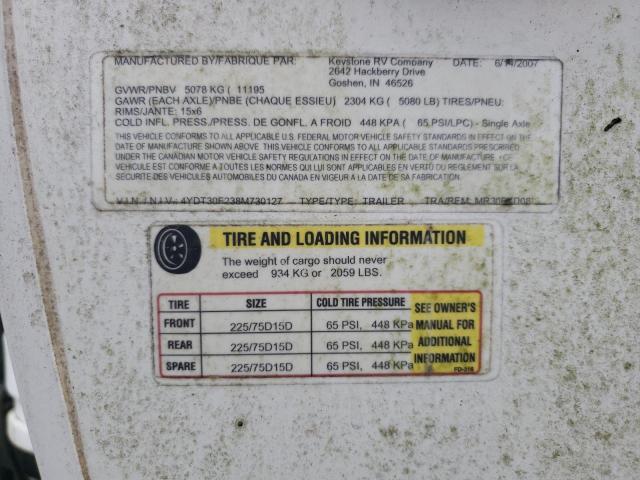 4YDT30F238M730127 - 2008 KEYSTONE MONTANA 白色 照片 10