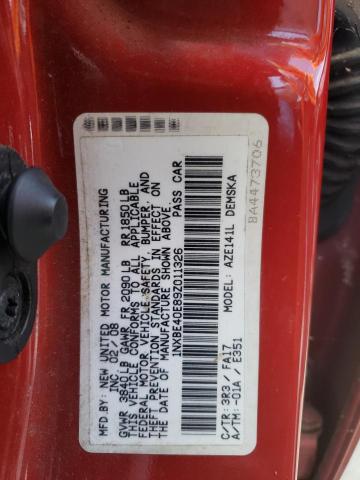 1NXBE40E89Z011326 - 2009 TOYOTA COROLLA XRS RED photo 12