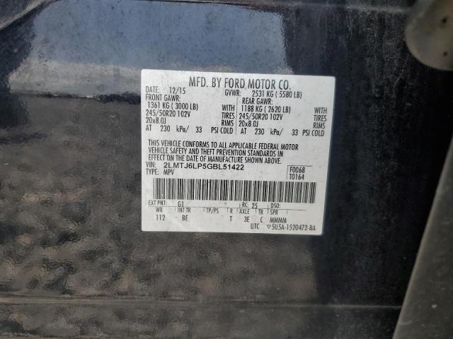 2LMTJ6LP5GBL51422 - 2016 LINCOLN MKX RESERVE BLACK photo 13