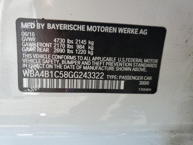 WBA4B1C58GG243322 - 2016 BMW 435 I GRAN COUPE WHITE photo 13