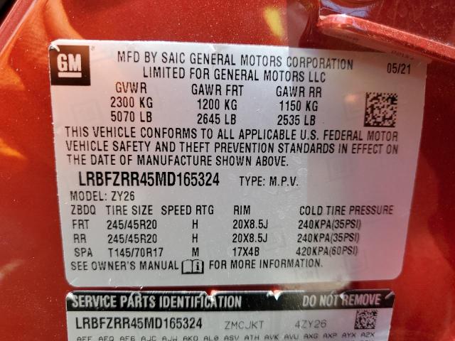 LRBFZRR45MD165324 - 2021 BUICK ENVISION AVENIR BURGUNDY photo 12