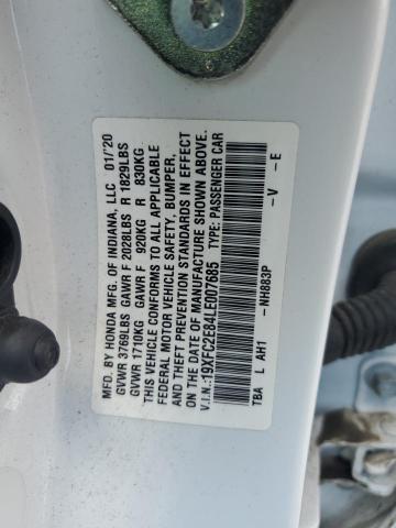 19XFC2E84LE007685 - 2020 HONDA CIVIC SPORT თეთრი ფოტო 12