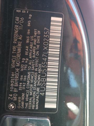 4USBU53547LX02357 - 2007 BMW Z4 3.0SI BLACK photo 12