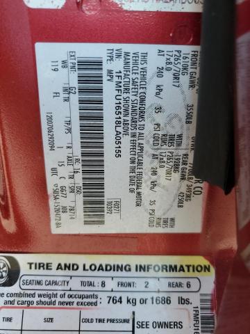 1FMFU16518LA05155 - 2008 FORD EXPEDITION XLT RED photo 13