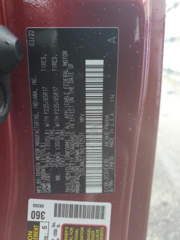 5TDJRKEC1NS112531 - 2022 TOYOTA SIENNA XLE BURGUNDY photo 14