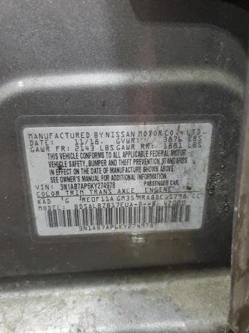3N1AB7AP6KY274978 - 2019 NISSAN SENTRA S GRAY photo 12