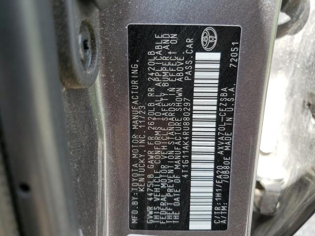 4T1G11AK4RU880297 - 2024 TOYOTA CAMRY SE NIGHT SHADE GRAY photo 12