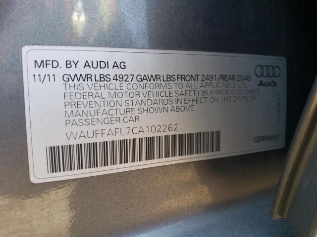 WAUFFAFL7CA102262 - 2012 AUDI A4 PREMIUM PLUS GRAY photo 12