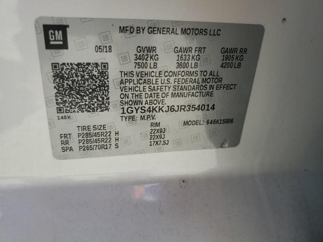 1GYS4KKJ6JR354014 - 2018 CADILLAC ESCALADE ESV PLATINUM თეთრი ფოტო 14