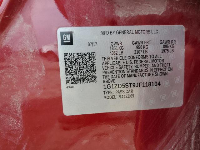 1G1ZD5ST9JF118104 - 2018 CHEVROLET MALIBU LT RED photo 12