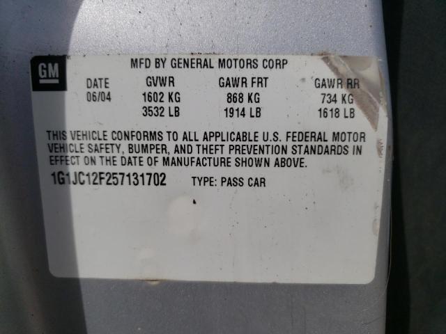 1G1JC12F257131702 - 2005 CHEVROLET CAVALIER SILVER photo 12