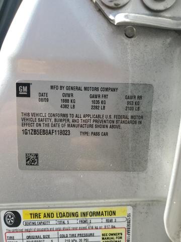 1G1ZB5EB8AF118023 - 2010 CHEVROLET MALIBU LS ვერცხლისფერი ფოტო 13