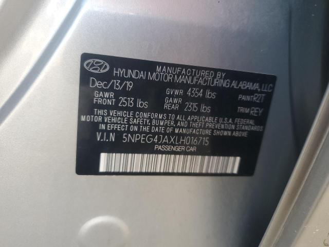 5NPEG4JAXLH016715 - 2020 HYUNDAI SONATA SE SILVER photo 13