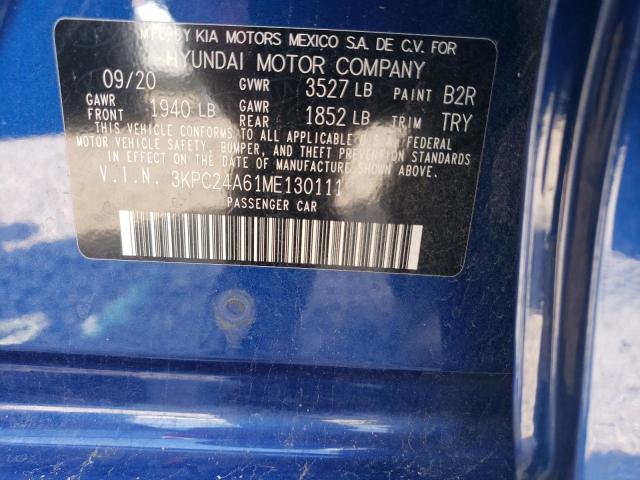 3KPC24A61ME130111 - 2021 HYUNDAI ACCENT SE BLUE photo 13