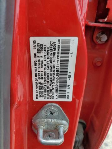 1HGES16355L024891 - 2005 HONDA CIVIC DX VP Rot Foto 12